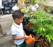 USO DO BIOFERTILIZANTE NA HORTA DO PROJETO COLORIR SUSTENTÁVEL - ELKEM