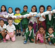 MASCOTE PROJETO COLORIR SUSTENTÁVEL PREMIADO - PARCERIA COM A EMPRESA ELKEM