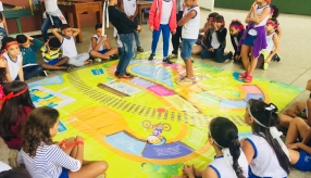 AULA DE SEGURANÇA FERROVIÁRIA - ESCOLA GENERAL TIBÚRCIO - BAIRRO PORTO DE SANTANA/CARIACICA